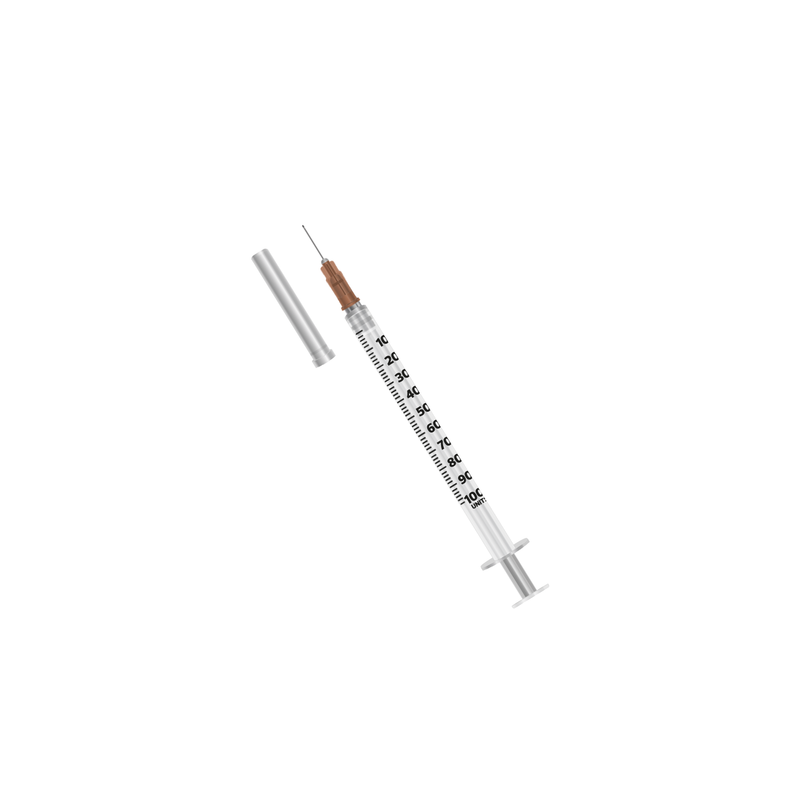 Seringa de Insulina 1ml 100UI com Agulha Acoplada 13x0,45mm - Caixa com 100 un.
