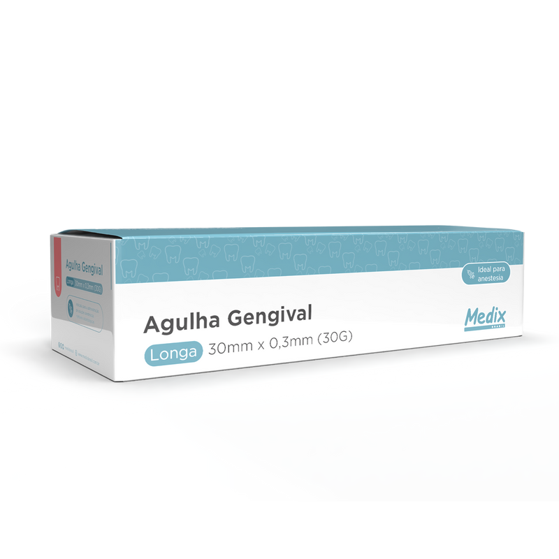 Agulha Gengival Longa 30G (30mm X 0,3mm)- Caixa com 100 un.