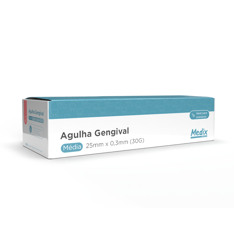 Agulha Gengival Média 30G (25mm X 0,3mm)- Caixa com 100 un.