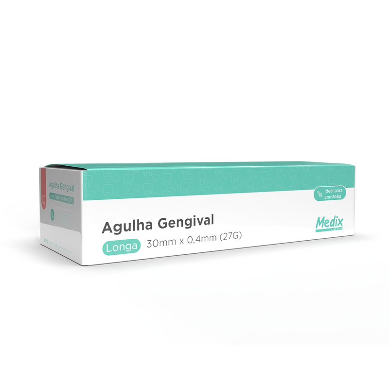 Agulha Gengival Longa 27G (30mm X 0,4mm)- Caixa com 100 un.