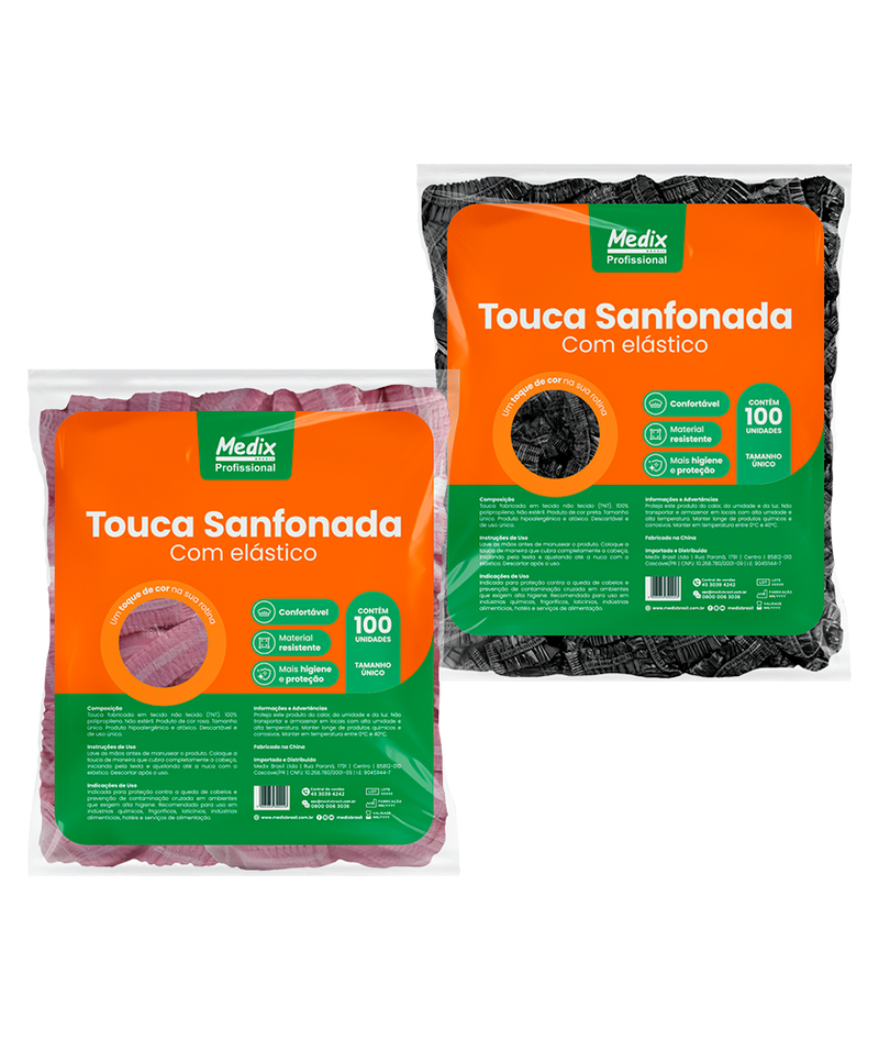 Touca Sanfonada com Elástico - Pacote com 100 un.