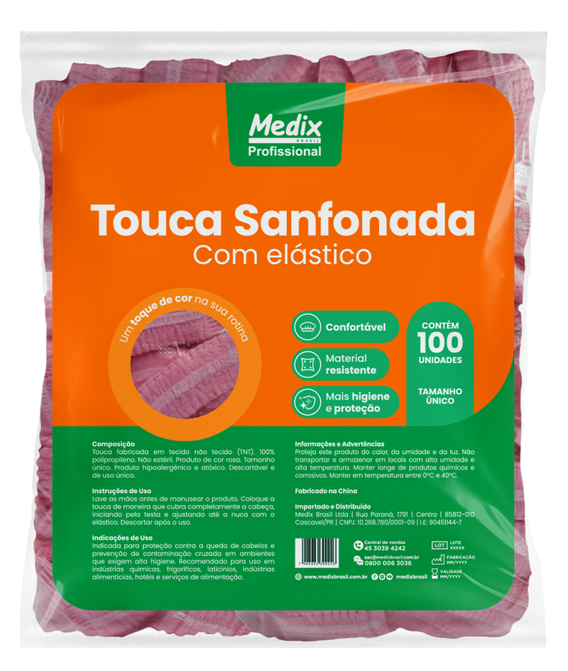 Touca Sanfonada com Elástico - Pacote com 100 un.