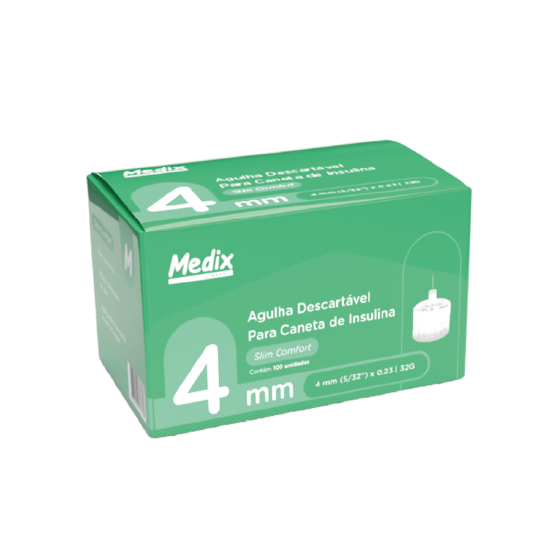 Agulha Descartável para Caneta de Insulina 0,23x4MM (32G x 5/32’’) - Caixa com 100 un.