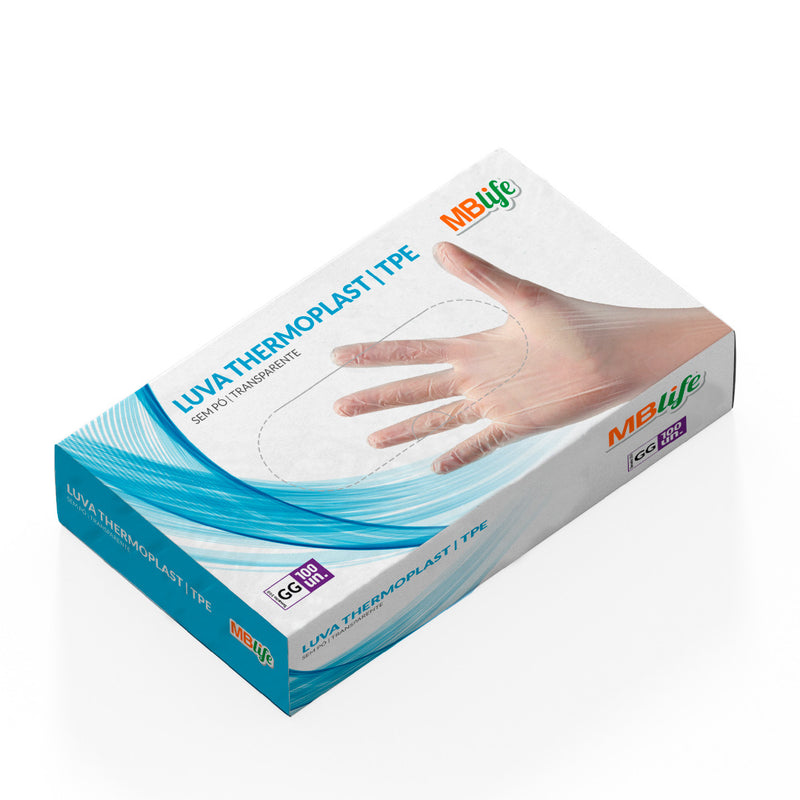 Luva TPE Thermoplast MBlife - Caixa com 100 un.