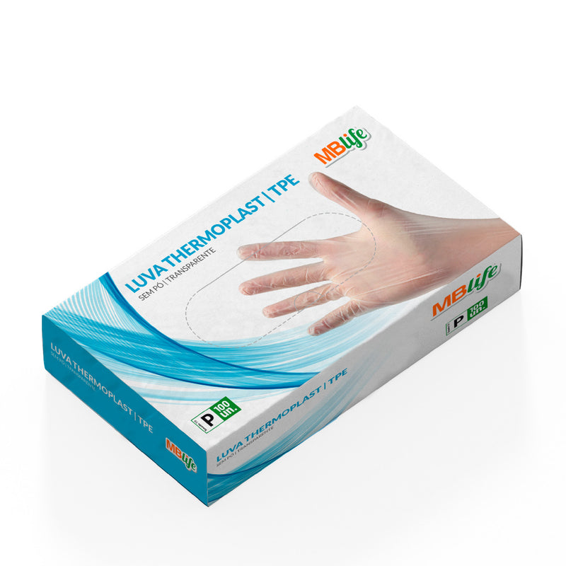 Luva TPE Thermoplast MBlife - Caixa com 100 un.