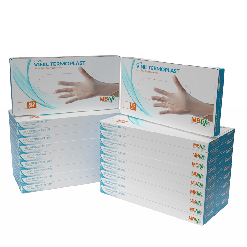 Kit 20 caixas de Luva TPE Thermoplast MBlife - 2000 UN. (1000 pares)