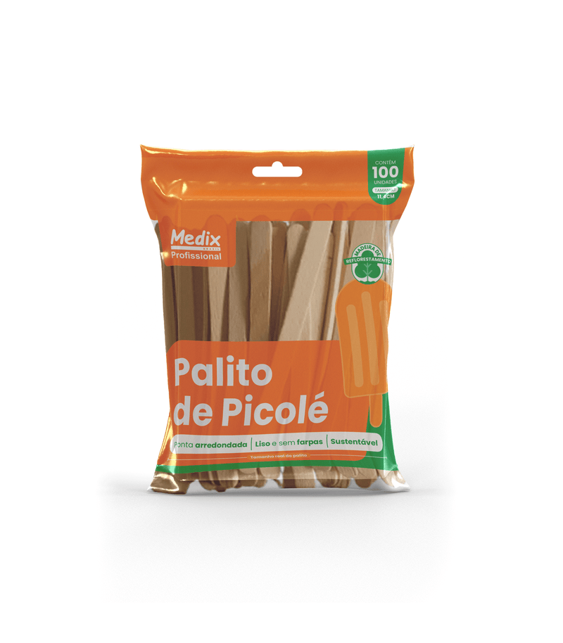 Palito de Picolé - Pacote com 100 unidades