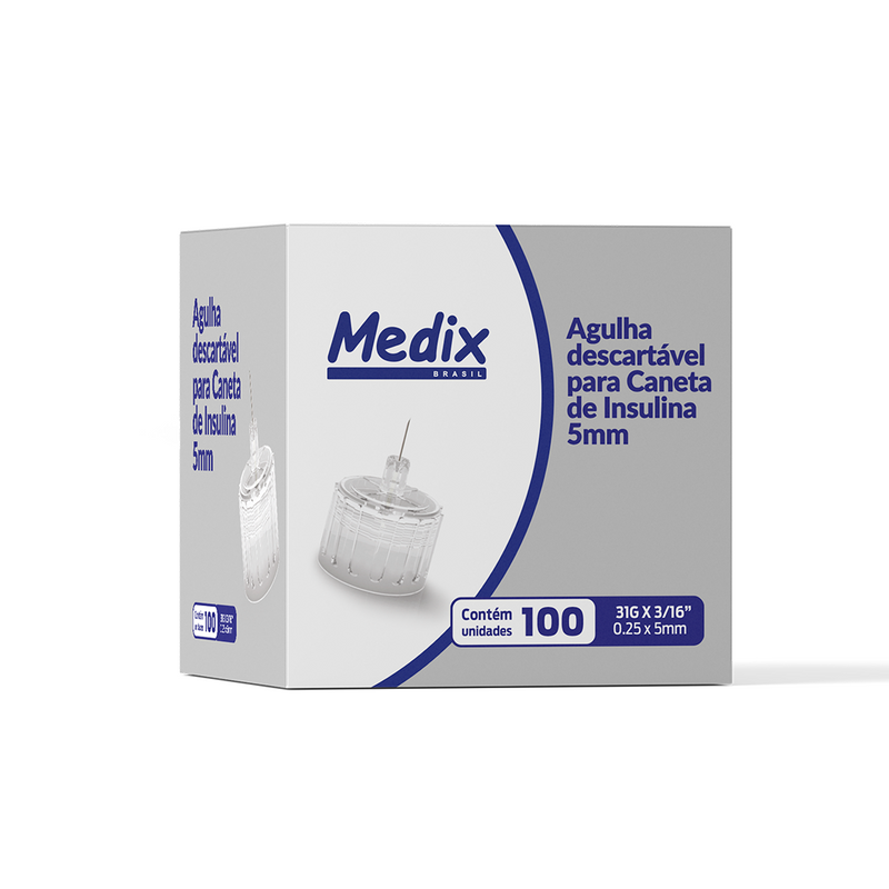 Agulha Descartável para Caneta de Insulina 0,25x5MM (31G x 3/16’’) - Caixa com 100 un.